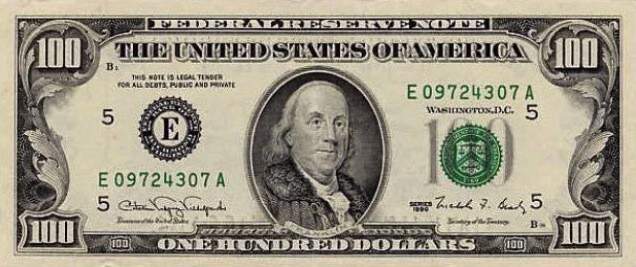 Nota de Cem Dólares Antiga